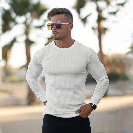 Męski sweter kaszmirowy slim fit – elegancki i ciepły sweter premium