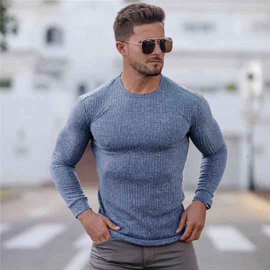 Męski sweter kaszmirowy slim fit – elegancki i ciepły sweter premium