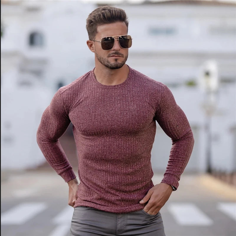 Męski sweter kaszmirowy slim fit – elegancki i ciepły sweter premium
