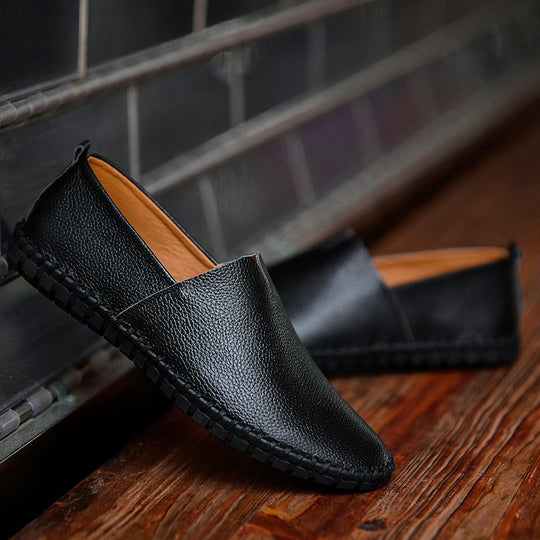 Męskie mokasyny skórzane slip-on – eleganckie loafersy z naturalnej skóry, komfort i styl na co dzień