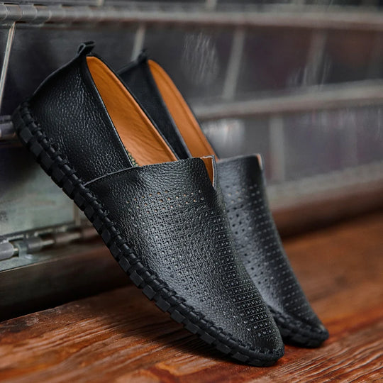 Męskie mokasyny skórzane slip-on – eleganckie loafersy z naturalnej skóry, komfort i styl na co dzień