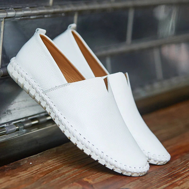 Męskie mokasyny skórzane slip-on – eleganckie loafersy z naturalnej skóry, komfort i styl na co dzień