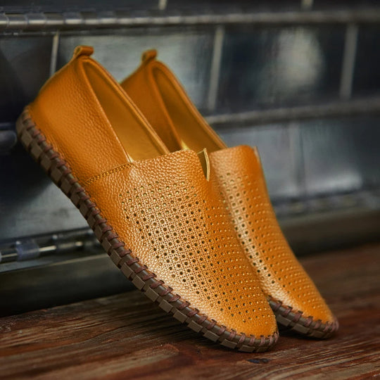 Męskie mokasyny skórzane slip-on – eleganckie loafersy z naturalnej skóry, komfort i styl na co dzień