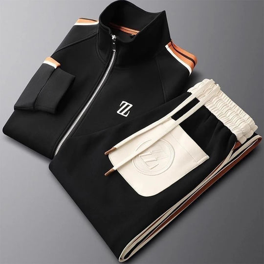 Męski komplet dresowy premium – bluza na zamek i spodnie, sportowy zestaw casual, wygodny i stylowy