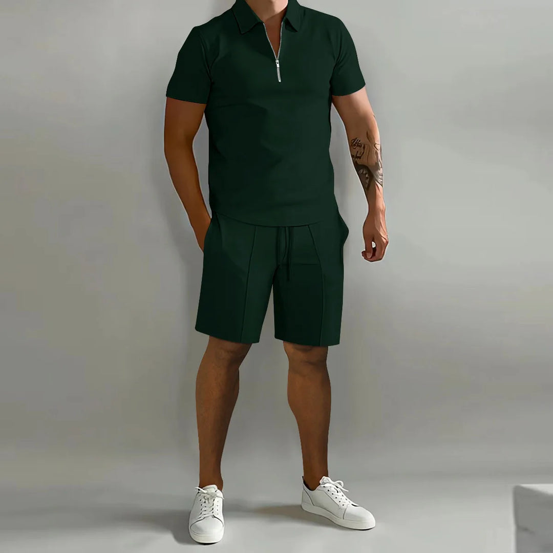Męski komplet letni polo + szorty – elegancki zestaw casual na lato