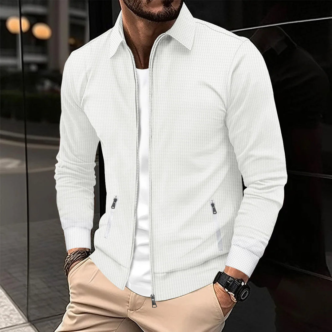Męska kurtka casual na zamek – lekka, dopasowana, stylowa bluza typu smart casual