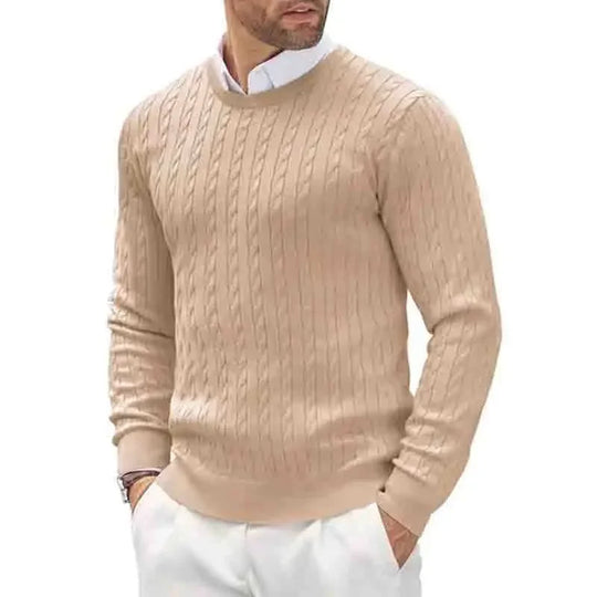 Męski sweter slim fit – elegancki sweter bawełniany, dopasowany krój, klasyczny styl