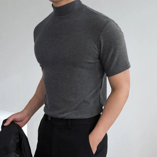 Męski T-shirt z półgolfem – dopasowana koszulka casual slim fit