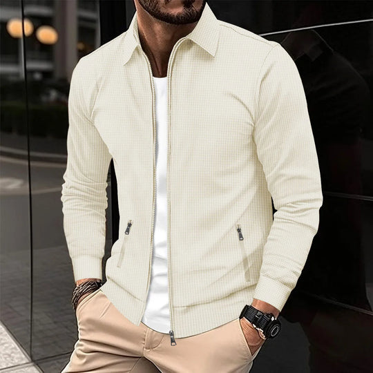 Męska kurtka casual na zamek – lekka, dopasowana, stylowa bluza typu smart casual