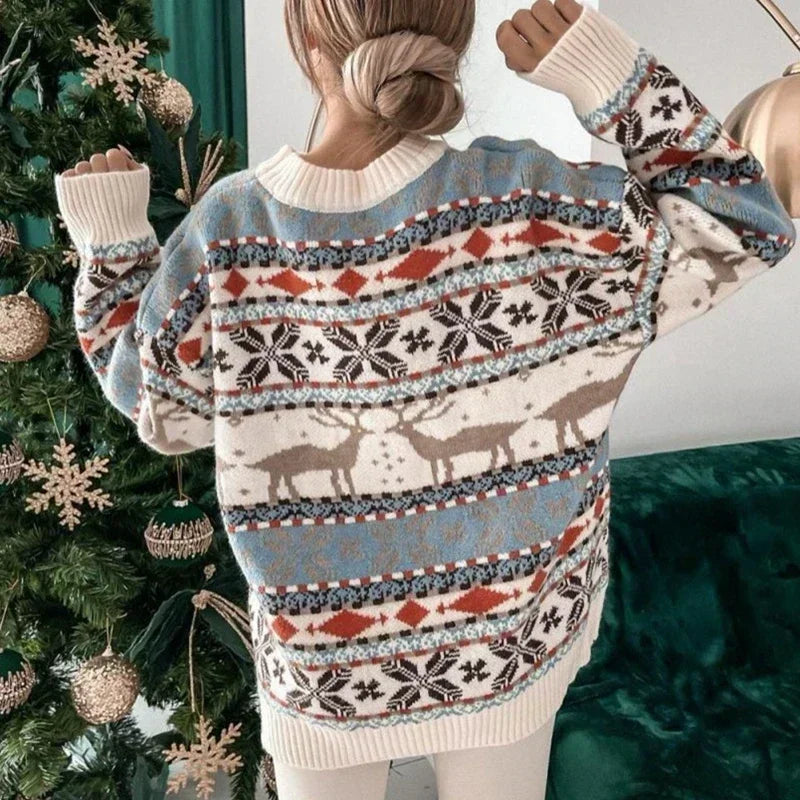 Damski sweter świąteczny – miękki, ciepły, wyjątkowy wzór zimowy