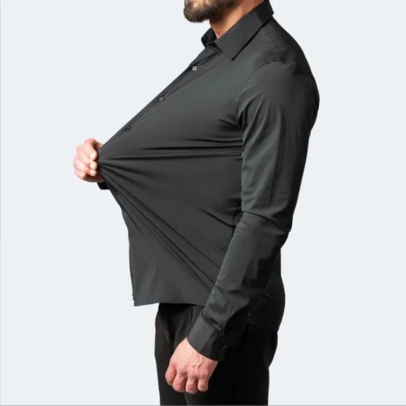 Męska koszula bez zagnieceń slim fit – elastyczna koszula biznesowa easy care
