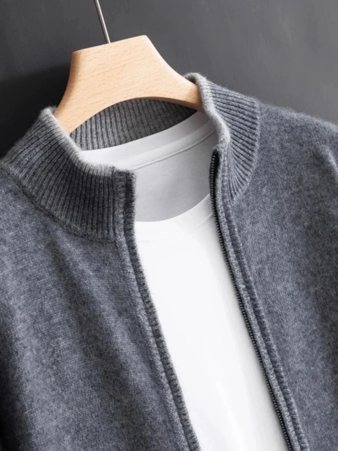 Męski kardigan kaszmirowy na zamek – elegancki sweter premium, ciepły i wygodny