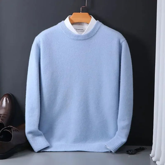 Męski sweter klasyczny z okrągłym dekoltem – miękki, elegancki sweter casual na co dzień