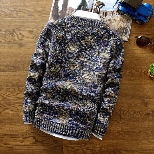 Męski sweter casual – wzorzysty sweter bawełniany