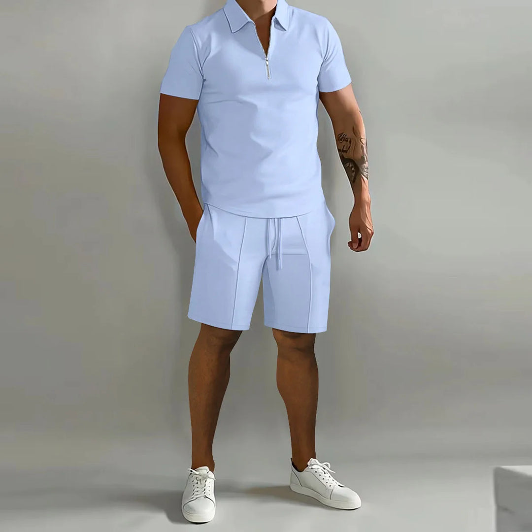 Męski komplet letni polo + szorty – elegancki zestaw casual na lato