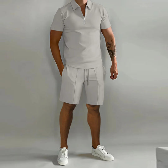 Męski komplet letni polo + szorty – elegancki zestaw casual na lato