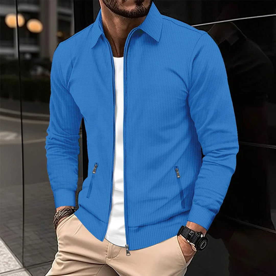 Męska kurtka casual na zamek – lekka, dopasowana, stylowa bluza typu smart casual