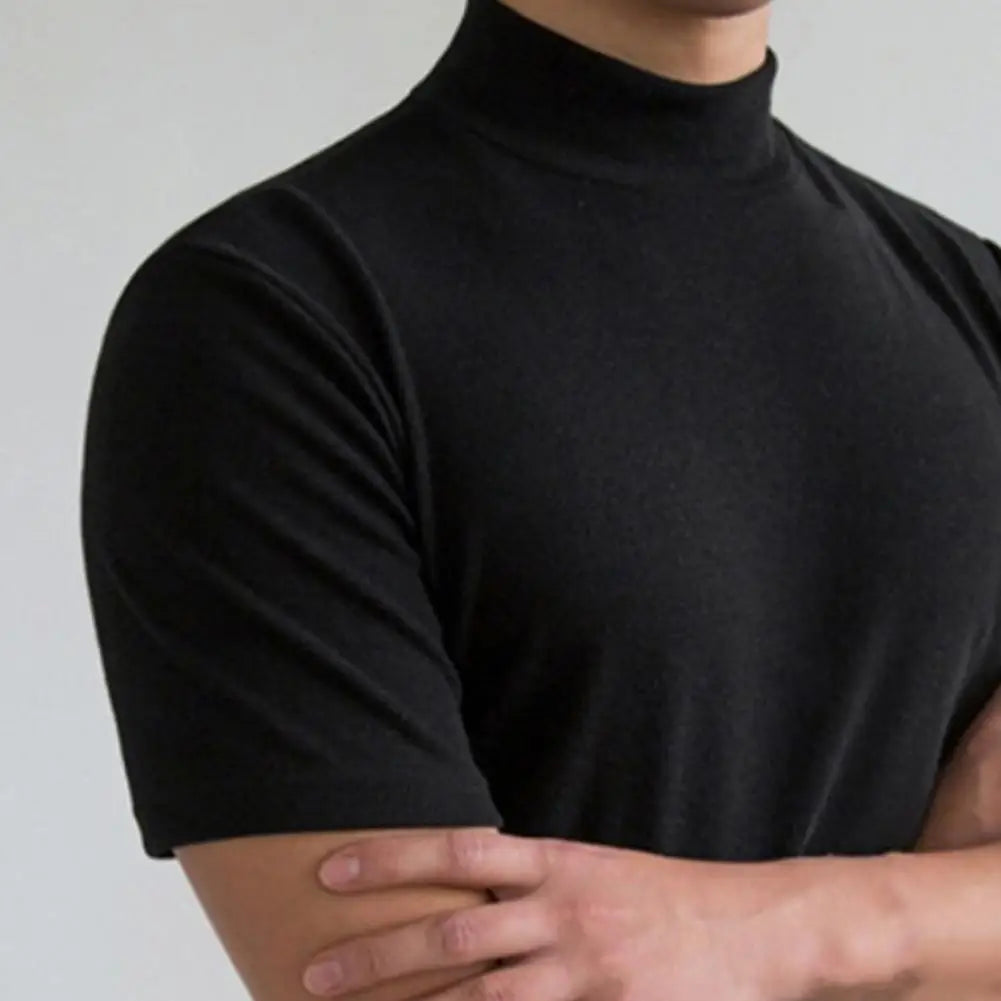 Męski T-shirt z półgolfem – dopasowana koszulka casual slim fit