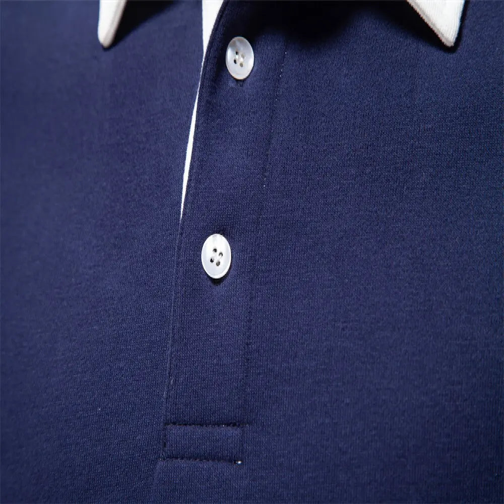 Męska bluza polo z długim rękawem – elegancka bluza casual z kołnierzykiem