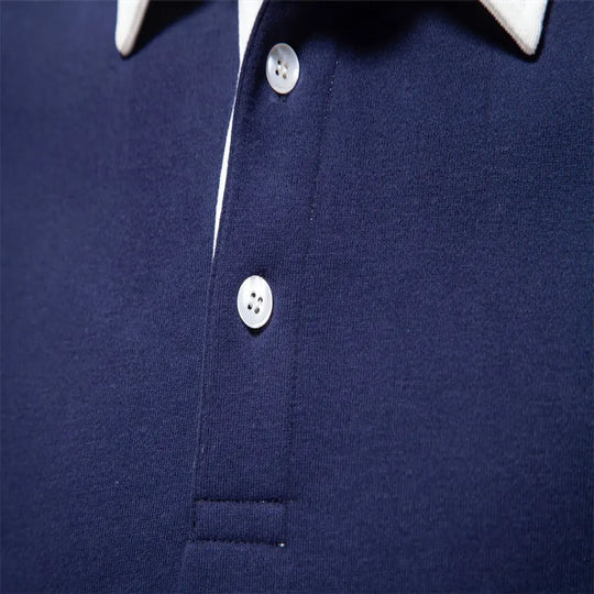 Męska bluza polo z długim rękawem – elegancka bluza casual z kołnierzykiem