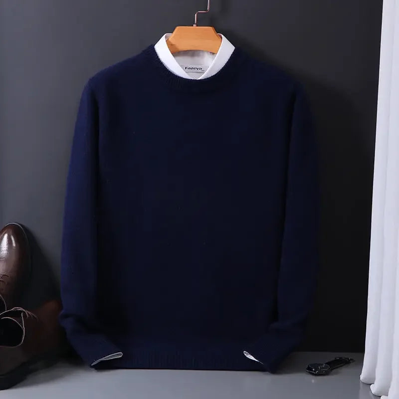 Męski sweter klasyczny z okrągłym dekoltem – miękki, elegancki sweter casual na co dzień