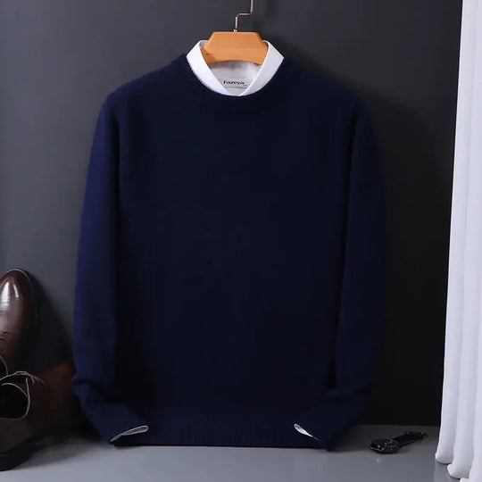 Męski sweter klasyczny z okrągłym dekoltem – miękki, elegancki sweter casual na co dzień