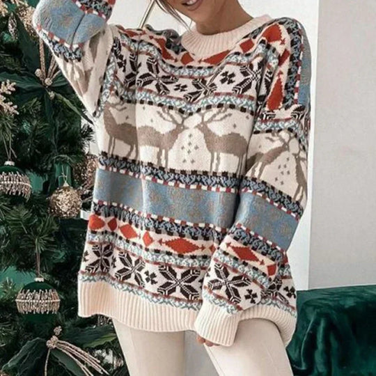 Damski sweter świąteczny – miękki, ciepły, wyjątkowy wzór zimowy