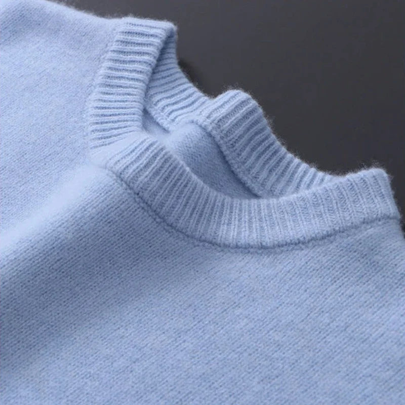 Męski sweter klasyczny z okrągłym dekoltem – miękki, elegancki sweter casual na co dzień