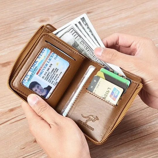 Męski portfel skórzany z ochroną RFID – kompaktowy, bezpieczny i funkcjonalny
