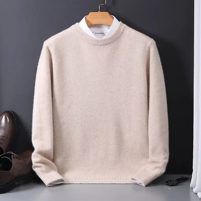 Męski sweter klasyczny z okrągłym dekoltem – miękki, elegancki sweter casual na co dzień