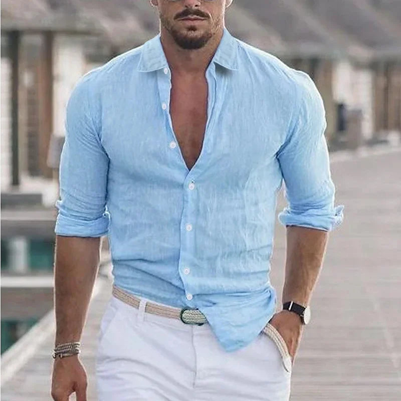 Męska koszula lniana na lato – lekka, oddychająca, elegancki krój casual