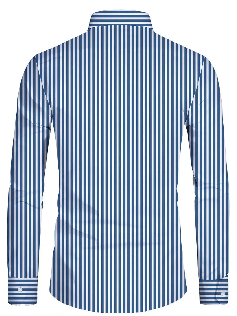 Męska koszula w paski slim fit – elegancka koszula casual z długim rękawem