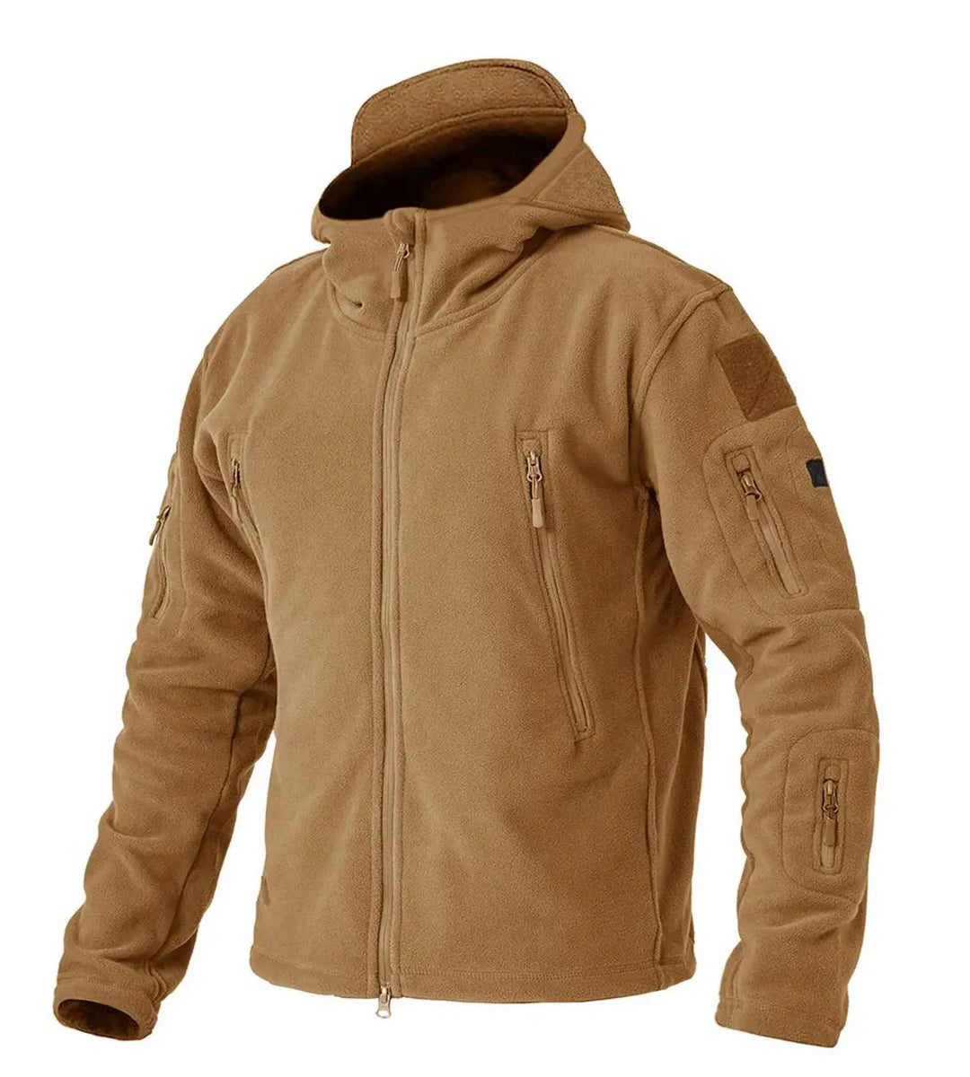 Męska bluza taktyczna polarowa z kapturem – ciepła kurtka outdoor na zamek