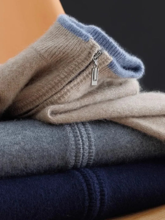 Męski kardigan kaszmirowy na zamek – elegancki sweter premium, ciepły i wygodny