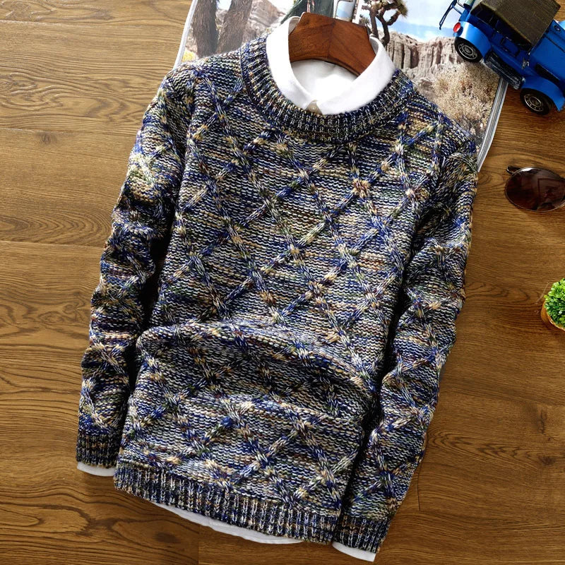 Męski sweter casual – wzorzysty sweter bawełniany