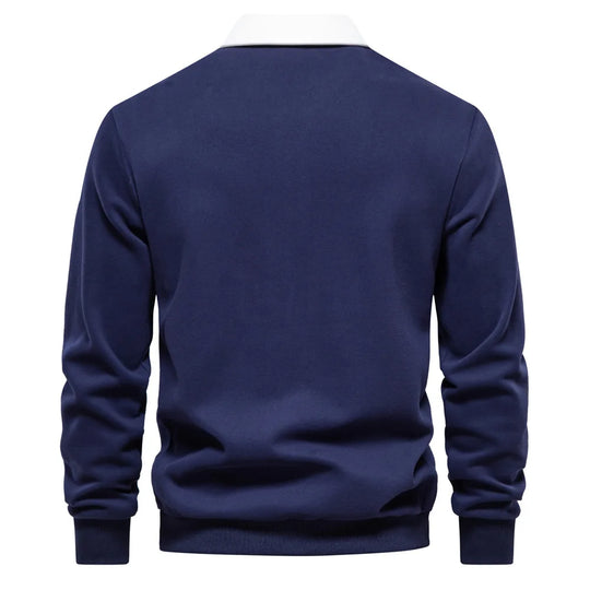Męska bluza polo z długim rękawem – elegancka bluza casual z kołnierzykiem