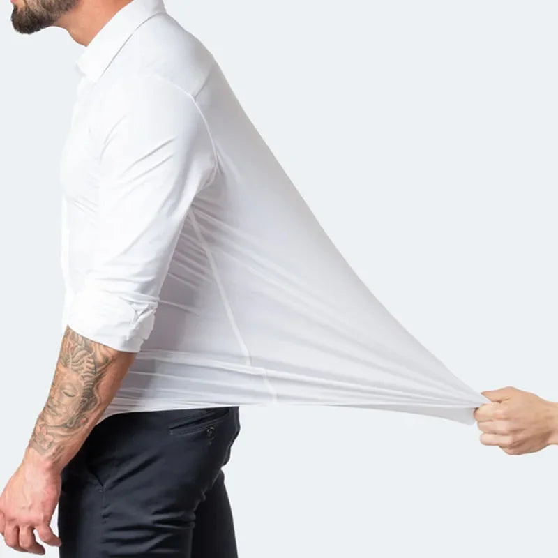 Męska koszula bez zagnieceń slim fit – elastyczna koszula biznesowa easy care
