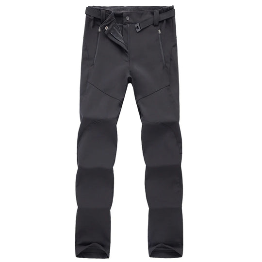 Damskie spodnie trekkingowe softshell ocieplane – wodoodporne spodnie outdoorowe z polarem i kieszeniami