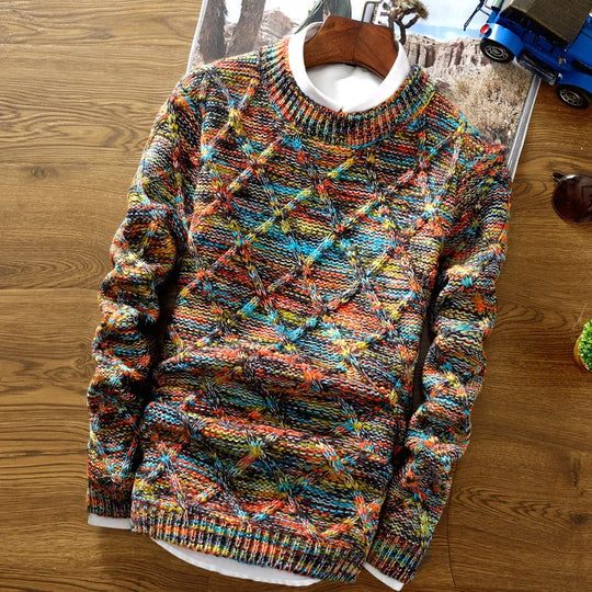 Męski sweter casual – wzorzysty sweter bawełniany