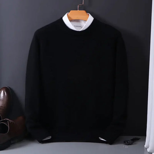Męski sweter klasyczny z okrągłym dekoltem – miękki, elegancki sweter casual na co dzień