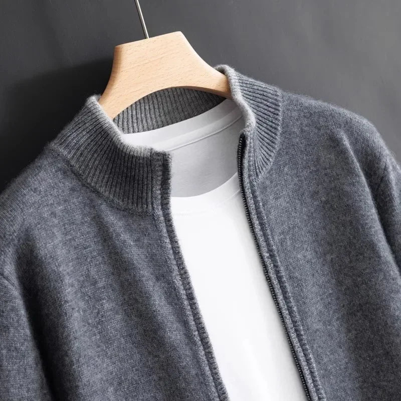 Męski kardigan kaszmirowy na zamek – elegancki sweter premium, ciepły i wygodny