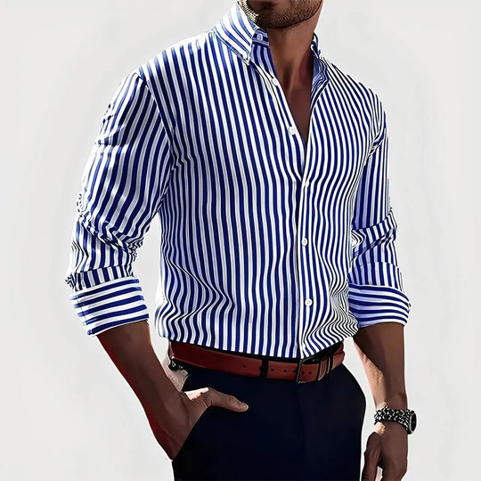 Męska koszula w paski slim fit – elegancka koszula casual z długim rękawem