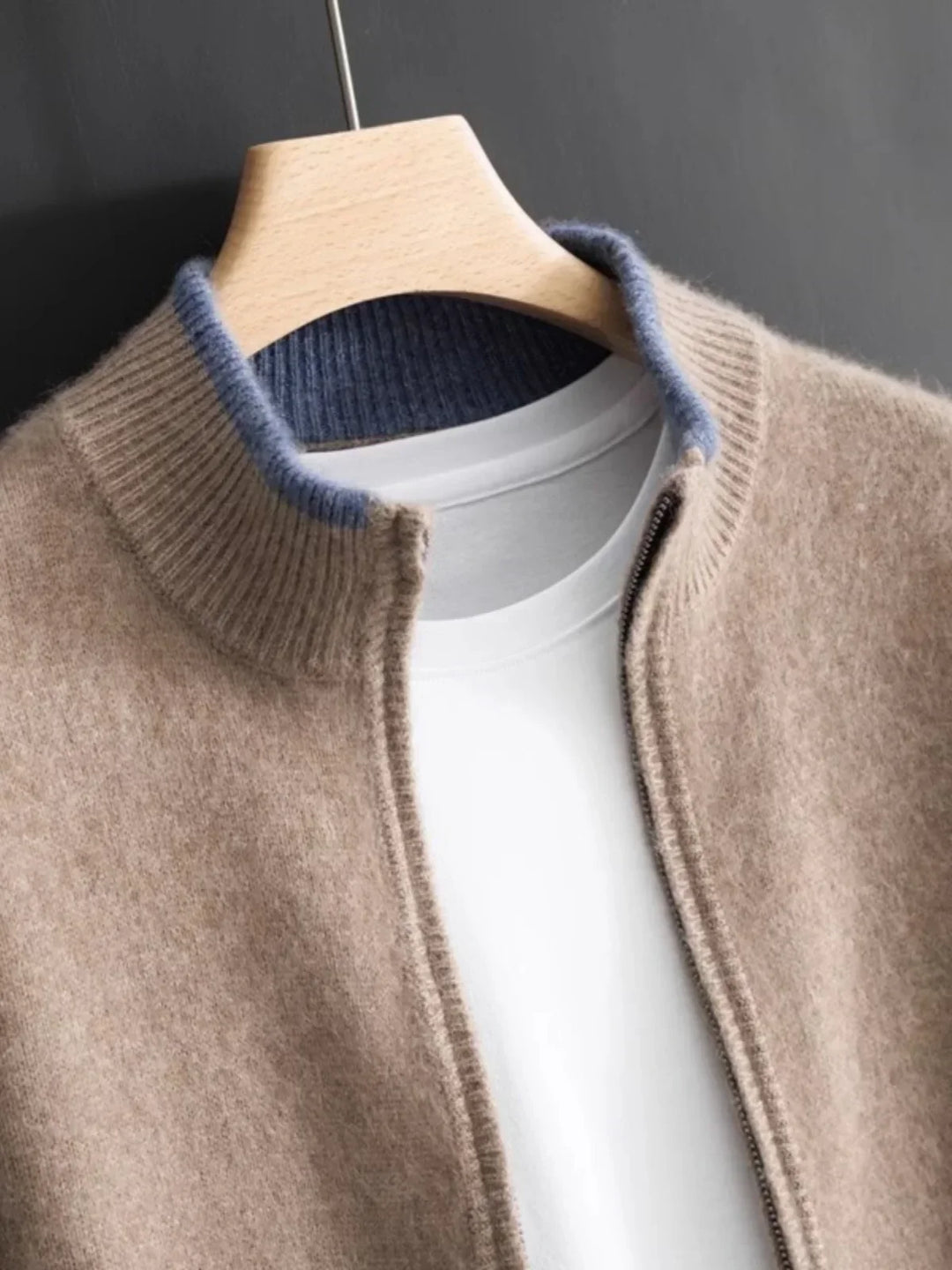 Męski kardigan kaszmirowy na zamek – elegancki sweter premium, ciepły i wygodny