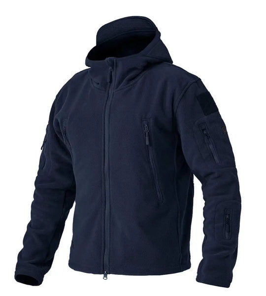 Męska bluza taktyczna polarowa z kapturem – ciepła kurtka outdoor na zamek