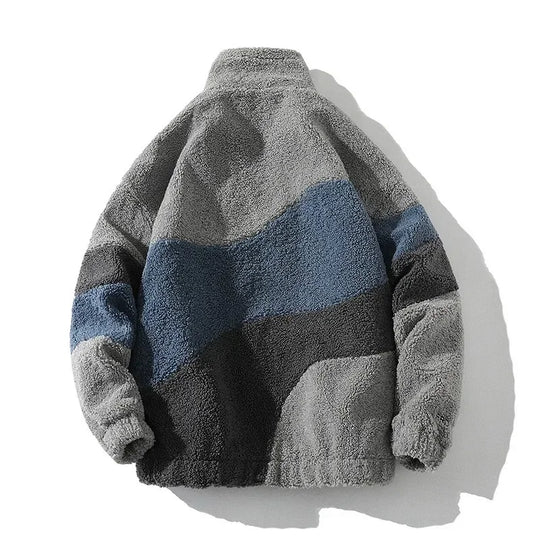 Męska bluza polarowa teddy ze stójką i zamkiem – ciepła kurtka casual na co dzień