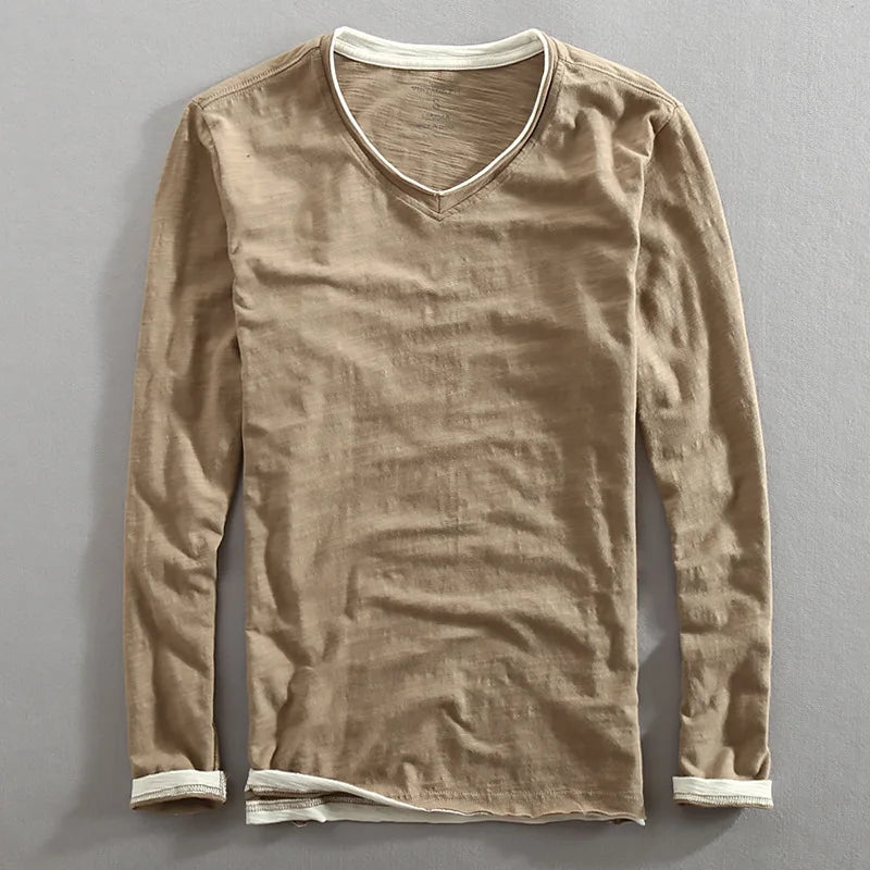 Męska koszulka longsleeve z dekoltem V – klasyczna i wygodna na co dzień