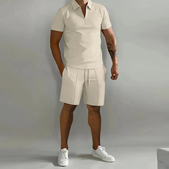 Męski komplet letni polo + szorty – elegancki zestaw casual na lato