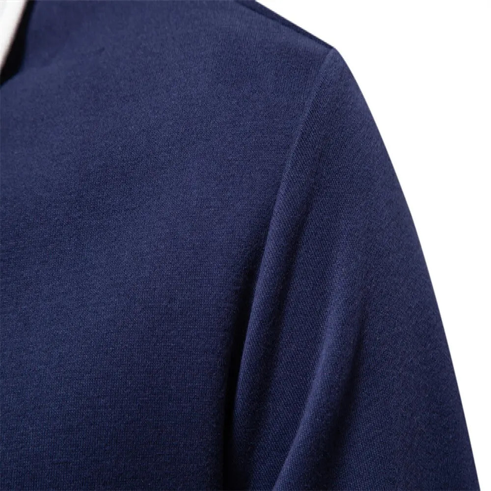 Męska bluza polo z długim rękawem – elegancka bluza casual z kołnierzykiem