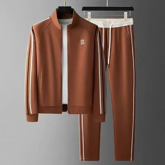 Męski komplet dresowy premium – bluza na zamek i spodnie, sportowy zestaw casual, wygodny i stylowy