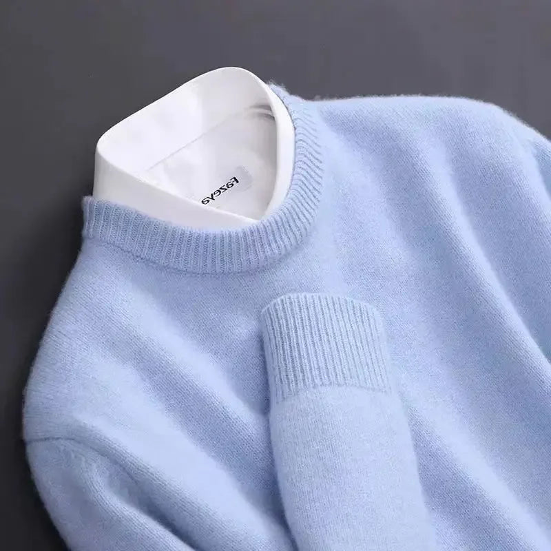 Męski sweter klasyczny z okrągłym dekoltem – miękki, elegancki sweter casual na co dzień